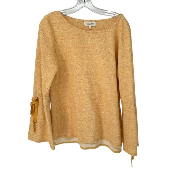 Max Studio Weekend Heather Yellow Bell Sleeve Sweater Top Large - Picture 1 of 7